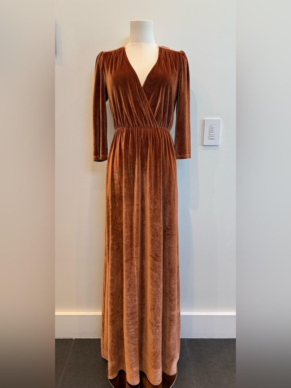 Baltic Born NEW Sophia Rust Brown Velvet Maxi Dress Boho Cottagecore Wedding